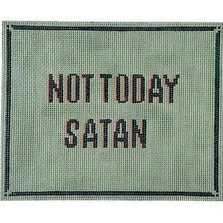 Not Today Satan   Green Painted Canvas Eva Howard 
