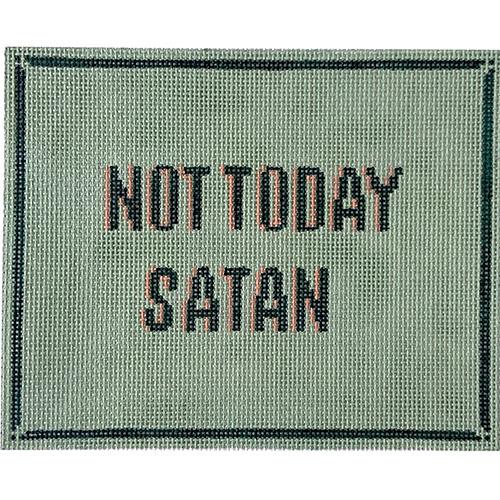 Not Today Satan   Green Painted Canvas Eva Howard 

