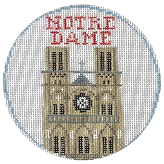 Notre Dame Round Painted Canvas Kathy Schenkel Designs 