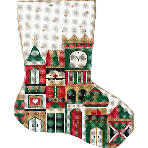 Nutcracker Castle Small Stocking Painted Canvas Audrey Wu Designs  - 1