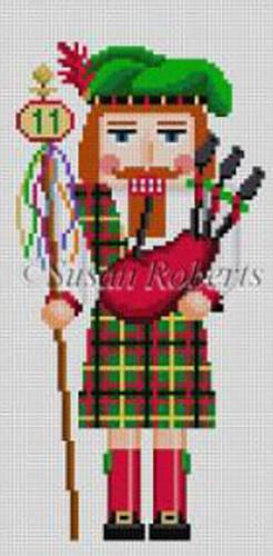 Nutcracker Eleven Pipers Piping Painted Canvas Susan Roberts Needlepoint Designs, Inc. 