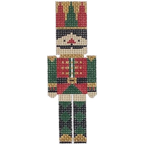 Nutcracker in Red & Green Painted Canvas Audrey Wu Designs  - 1