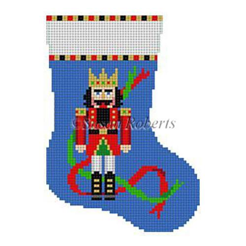 Nutcracker in Ribbons Mini Sock Painted Canvas Susan Roberts Needlepoint Designs Inc. 