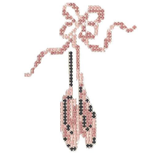 Nutcracker Series   Ballet Slippers Painted Canvas The Plum Stitchery 
