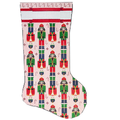 Nutcrackers on Pink Stocking Painted Canvas KCN Designers 