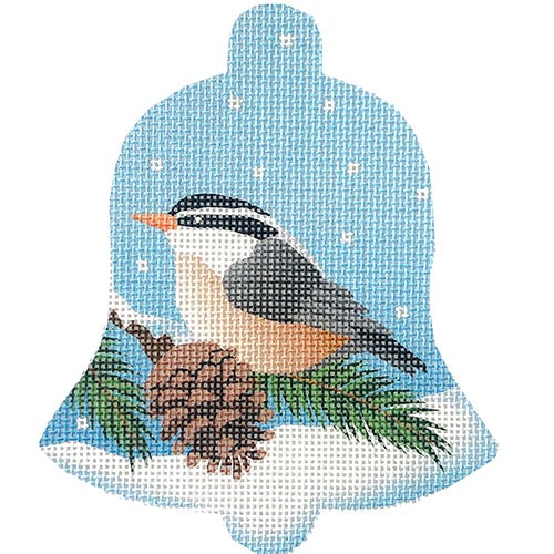 Nuthatch Snow Bell Painted Canvas Pepperberry Designs  - 1