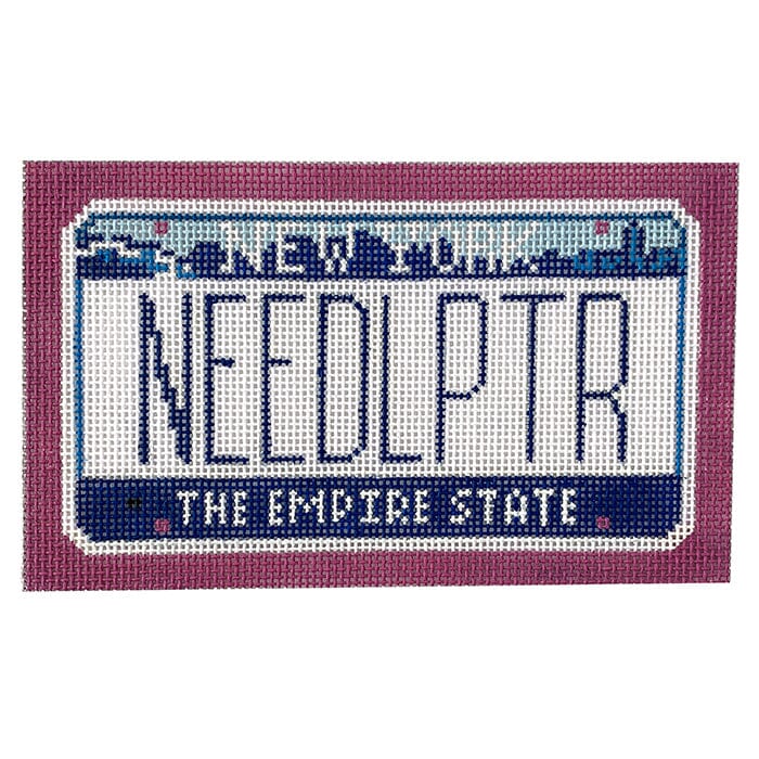 NY Mini License Plate Painted Canvas CBK Needlepoint Collections 
