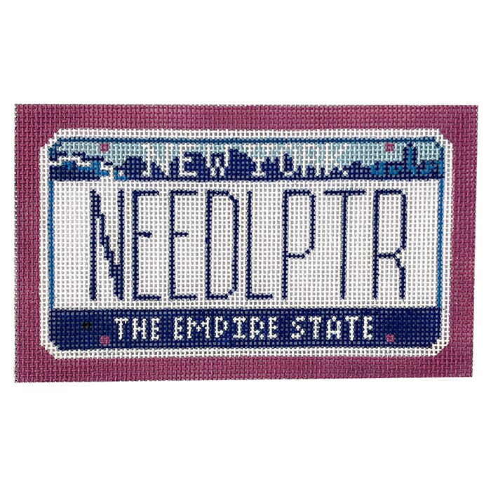 NY Mini License Plate Painted Canvas CBK Needlepoint Collections  - 1