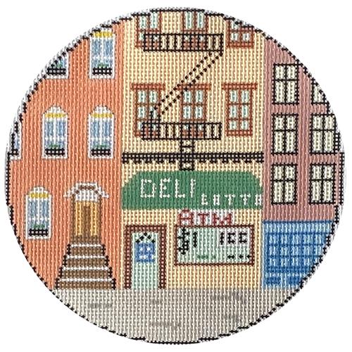 NYC Bodega Round Painted Canvas Hello Tess 
