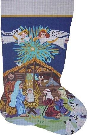 O Holy Night Sock Painted Canvas Cooper Oaks Design 