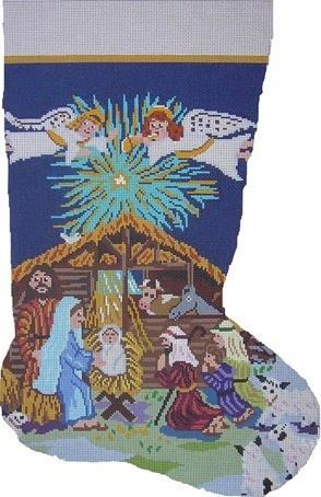 O Holy Night Sock Painted Canvas Cooper Oaks Design  - 1