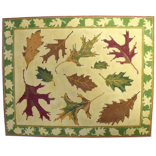 Oak Leaves Painted Canvas The Plum Stitchery 