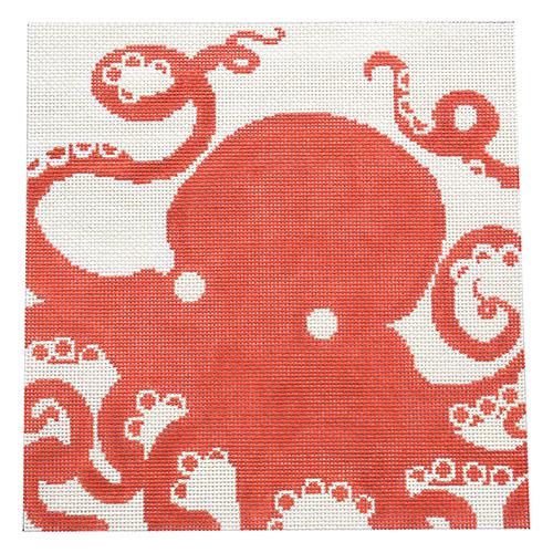 Octopus on Coral Painted Canvas CBK Needlepoint Collections  - 1