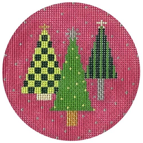 Oh Christmas Trees on Pink Painted Canvas The Meredith Collection 