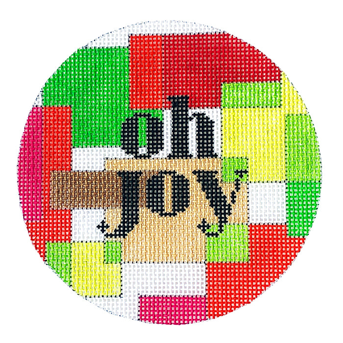 Oh Joy Ornament Painted Canvas Eye Candy Needleart  - 1