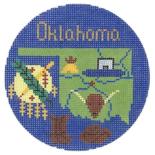 Oklahoma Ornament Painted Canvas Silver Needle 