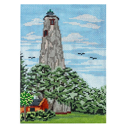 Old Baldy Lighthouse on 13 Painted Canvas Needle Crossings 