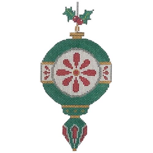 Old Fashioned Ornament   Green/Red Painted Canvas The Meredith Collection  - 1