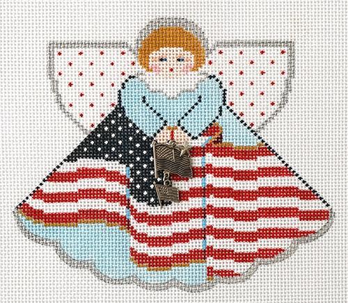 Old Glory Angel with Stitch Guide Painted Canvas Painted Pony Designs 