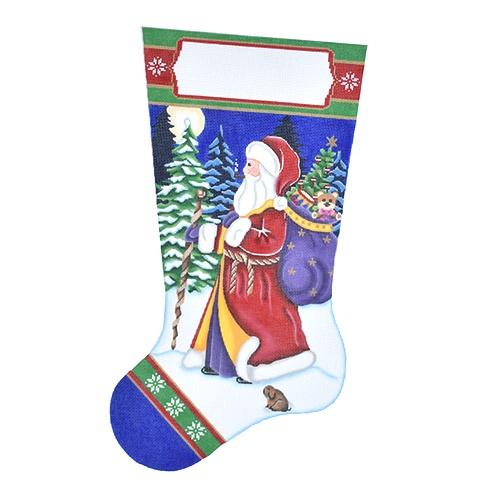 Old World Santa with Bunny on 13 Painted Canvas Pepperberry Designs  - 1