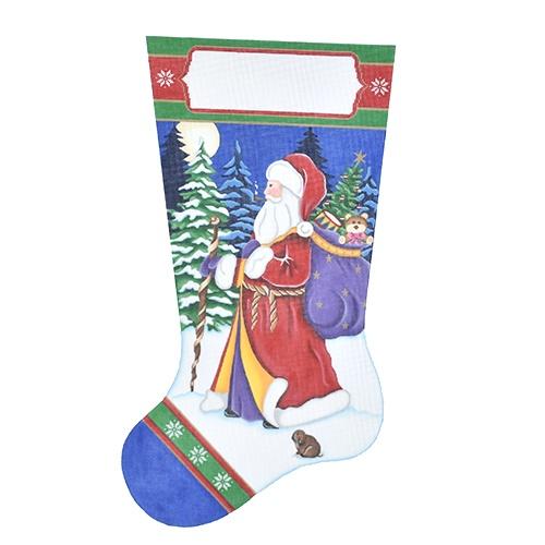 Old World Santa with Bunny on 18 Painted Canvas Pepperberry Designs  - 1