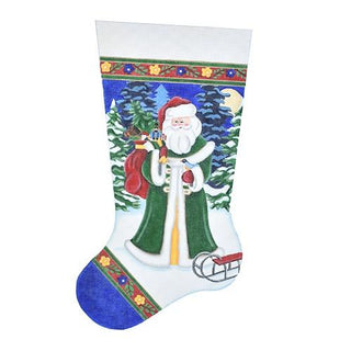 Old World Santa with Sled on 13 Painted Canvas Pepperberry Designs 
