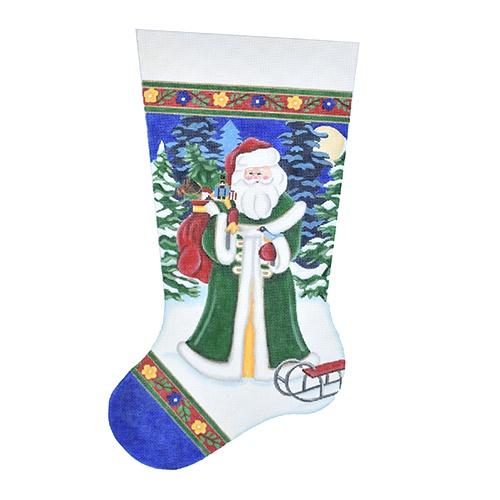 Old World Santa with Sled on 13 Painted Canvas Pepperberry Designs 

