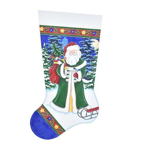 Old World Santa with Sled on 18 Painted Canvas Pepperberry Designs 