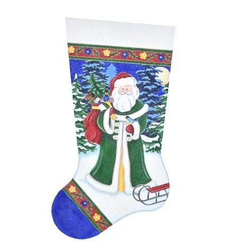 Old World Santa with Sled on 18 Painted Canvas Pepperberry Designs 
