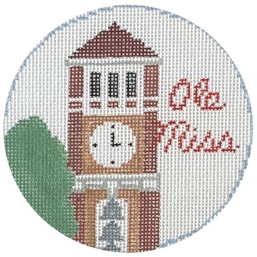 Ole Miss Bell Tower Round Painted Canvas Kathy Schenkel Designs 