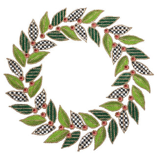 Olive Wreath with Patterned Leaves 18 mesh Painted Canvas CanvasWorks 

