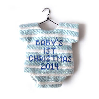 Onesie Baby Blue Ornament Painted Canvas Kimberly Ann Needlepoint 

