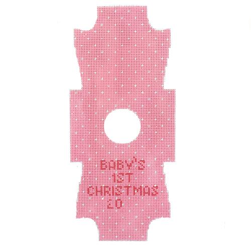 Onesie Baby Pink Ornament Painted Canvas Kimberly Ann Needlepoint 