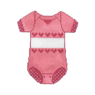 Onesie Pink with Name and Date Painted Canvas The Meredith Collection 

