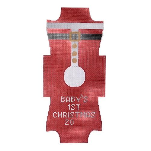 Onesie Santa Suit Ornament Painted Canvas Kimberly Ann Needlepoint  - 1
