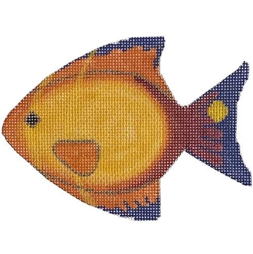 Orange and Blue Fish (LL) Painted Canvas Labors of Love Needlepoint  - 1