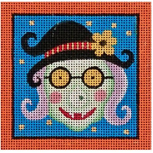 Orange and Blue Witch Square Painted Canvas Melissa Shirley Designs  - 1