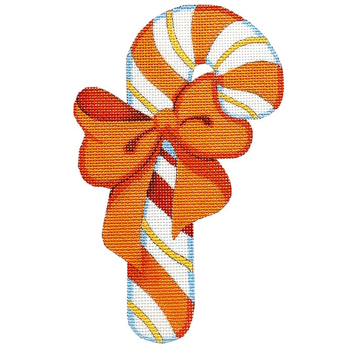 Orange Candy Cane with Bow Painted Canvas Raymond Crawford Designs 