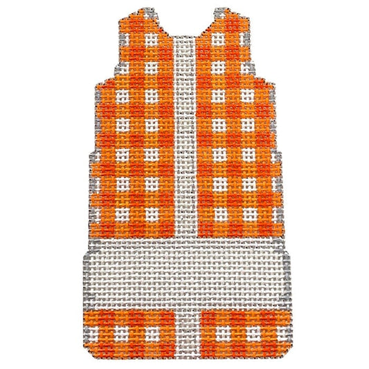 Orange Gingham Mini Shift Painted Canvas Two Sisters Needlepoint 