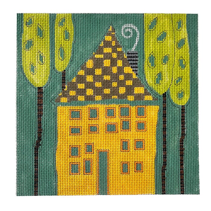 Orange House Painted Canvas ditto! Needle Point Works 