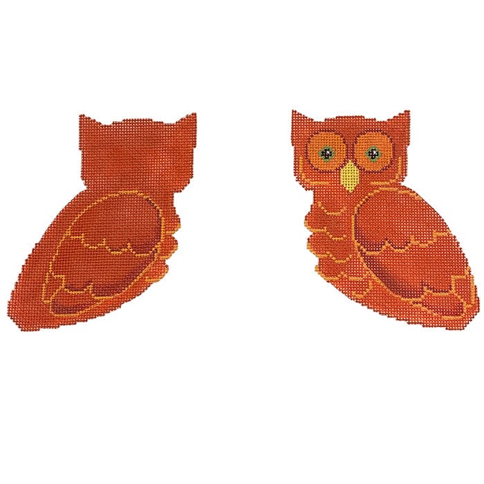Orange Owl Double Sided Clip-On Painted Canvas Labors of Love Needlepoint 