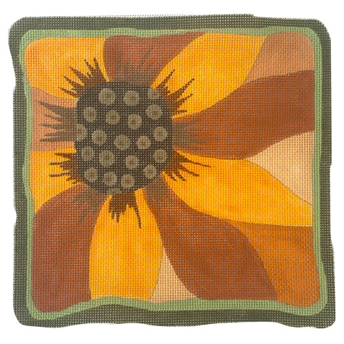 Orange Sunflower Painted Canvas ditto! Needle Point Works 
