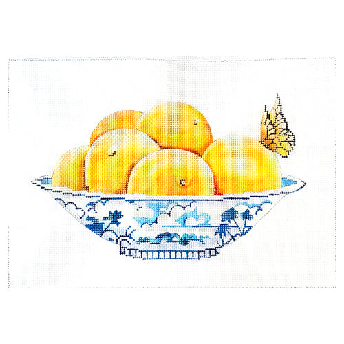 Oranges in Blue Bowl Painted Canvas Colors of Praise  - 1