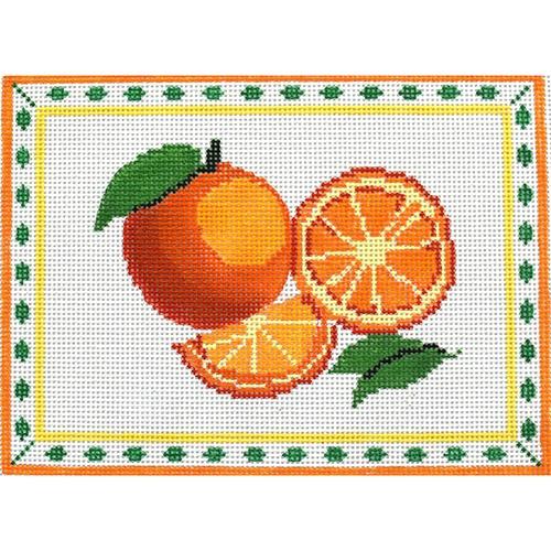 Oranges Painted Canvas Pewter & Pine  - 1