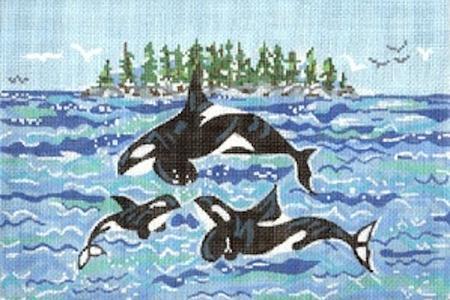 Orca Family Painted Canvas Susan Wallace Barnes 
