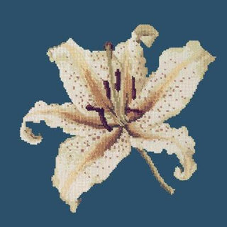 Oriental Lily Needlepoint Kit Kits Elizabeth Bradley Design Dark Blue 
