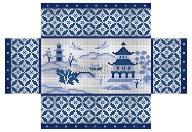 Oriental Scenic Brick Cover Painted Canvas Susan Roberts Needlepoint Designs, Inc. 