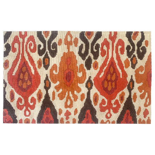 Orla Hot Ikat in Orange, Red & Brown Painted Canvas All About Stitching/The Collection Design 