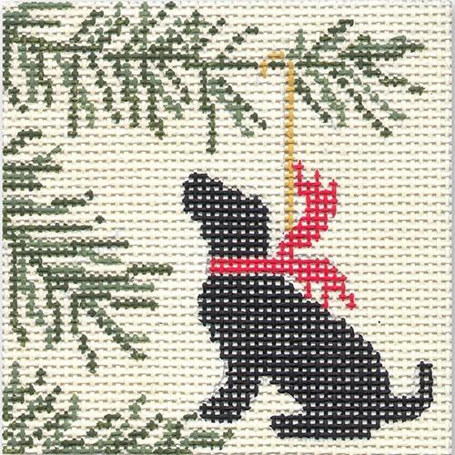 Ornament Black Lab - Square Painted Canvas CBK Needlepoint Collections 