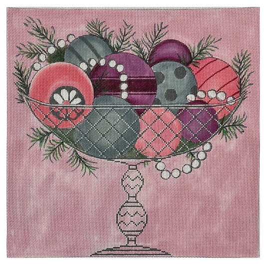 Ornaments in Crystal Dish Painted Canvas Alice Peterson Company 